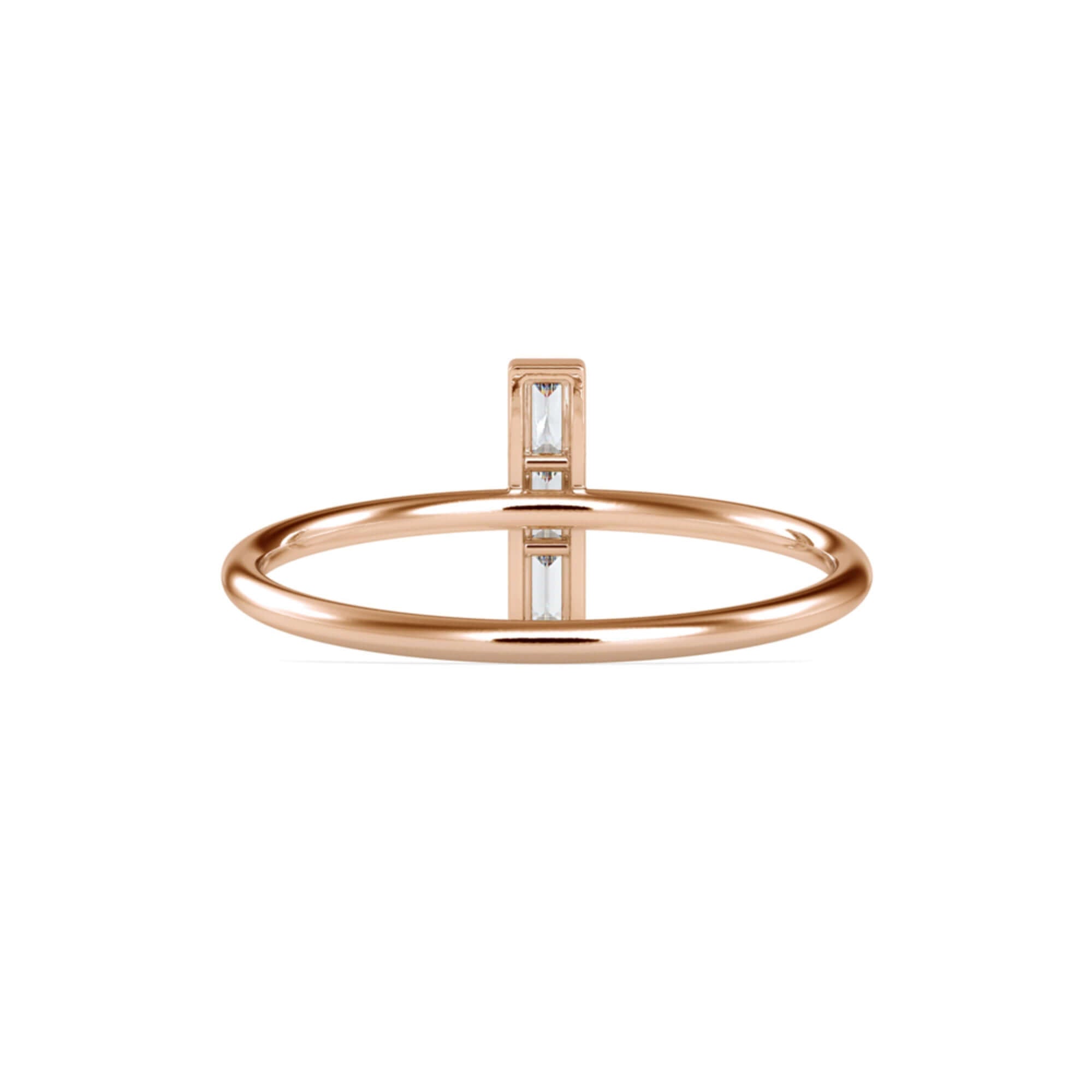 Vertical Baguette Cut Lab-Grown Diamond Stackable Ring in Rose Gold