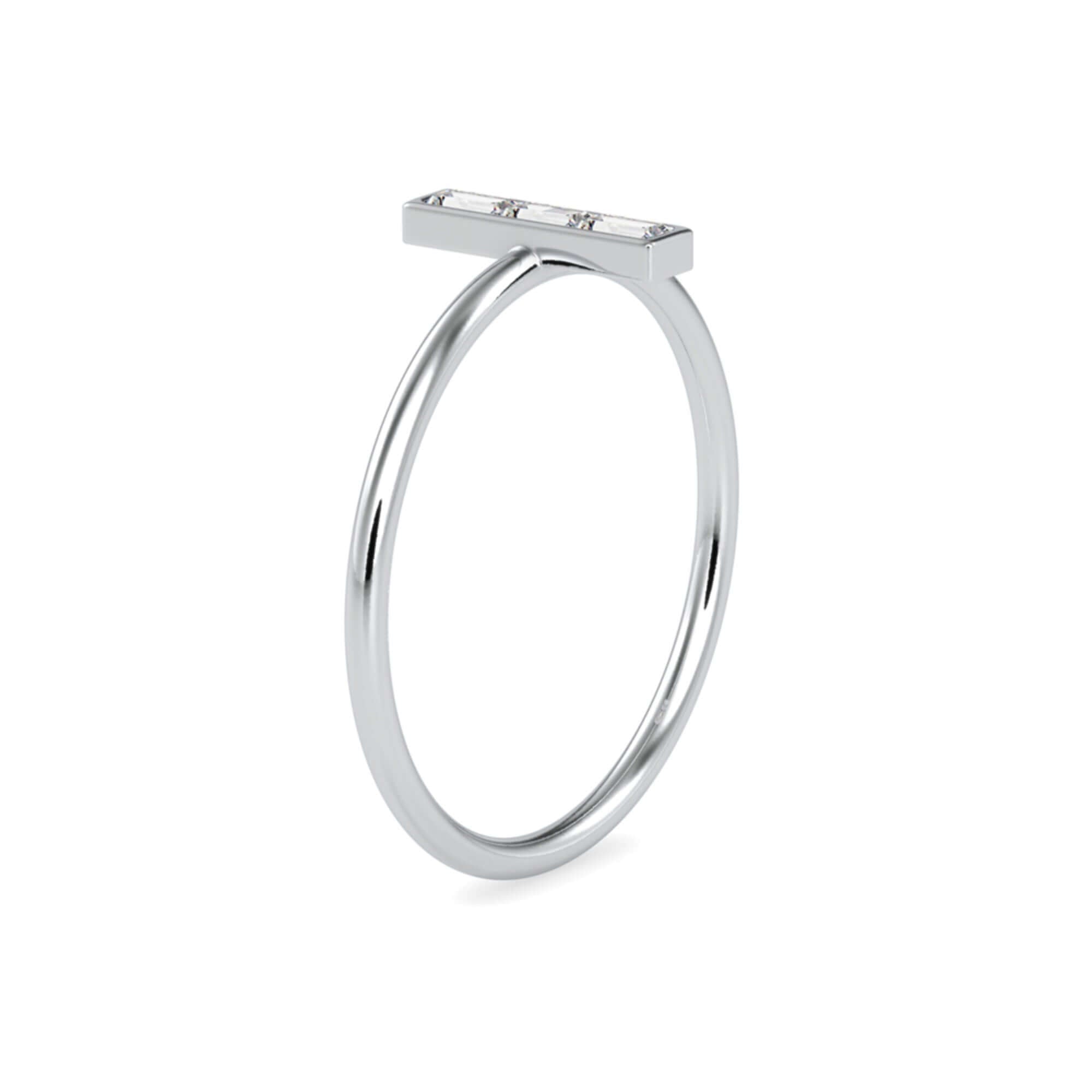 Vertical Baguette Cut Lab-Grown Diamond Stackable Ring in White Gold