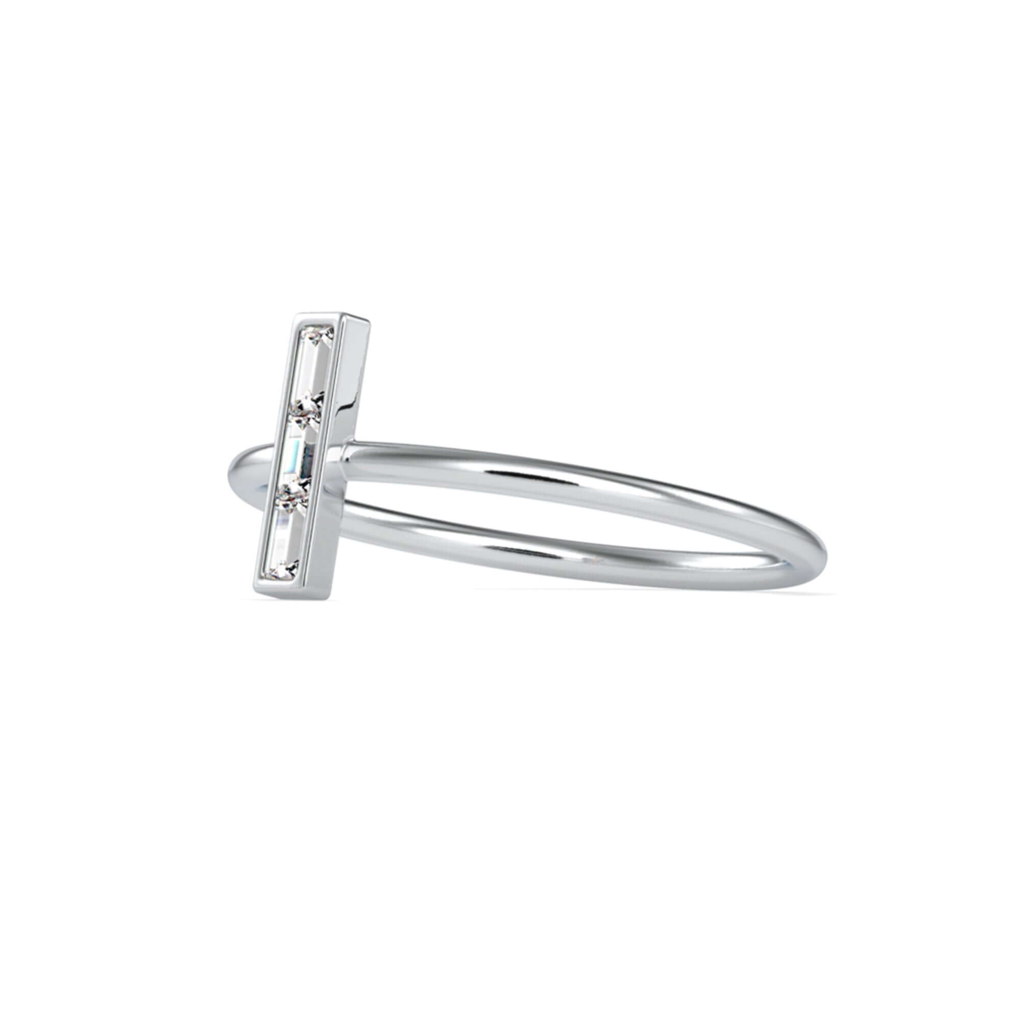 Vertical Baguette Cut Lab-Grown Diamond Stackable Ring in White Gold