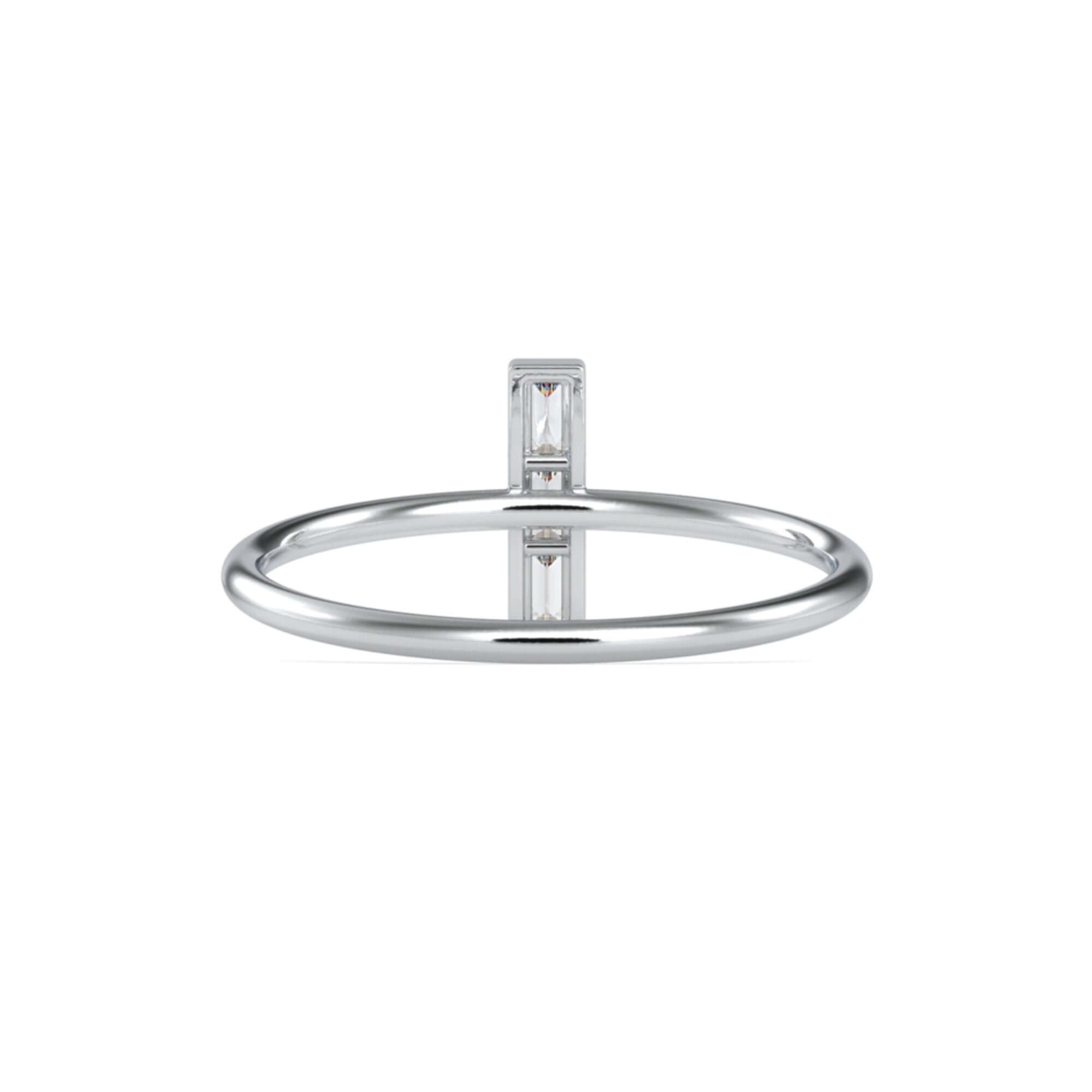 Vertical Baguette Cut Lab-Grown Diamond Stackable Ring in White Gold