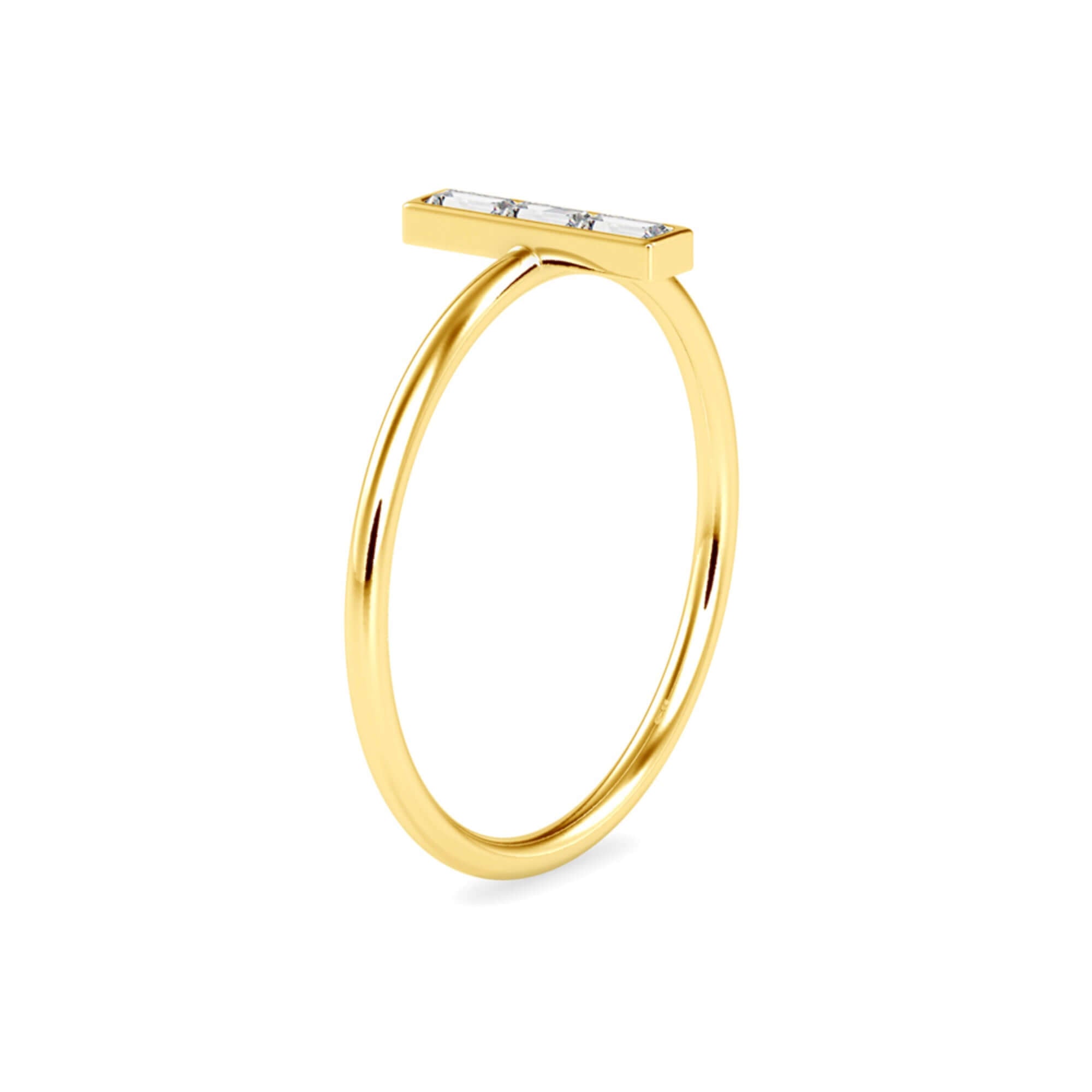 Vertical Baguette Cut Lab-Grown Diamond Stackable Ring in Yellow Gold