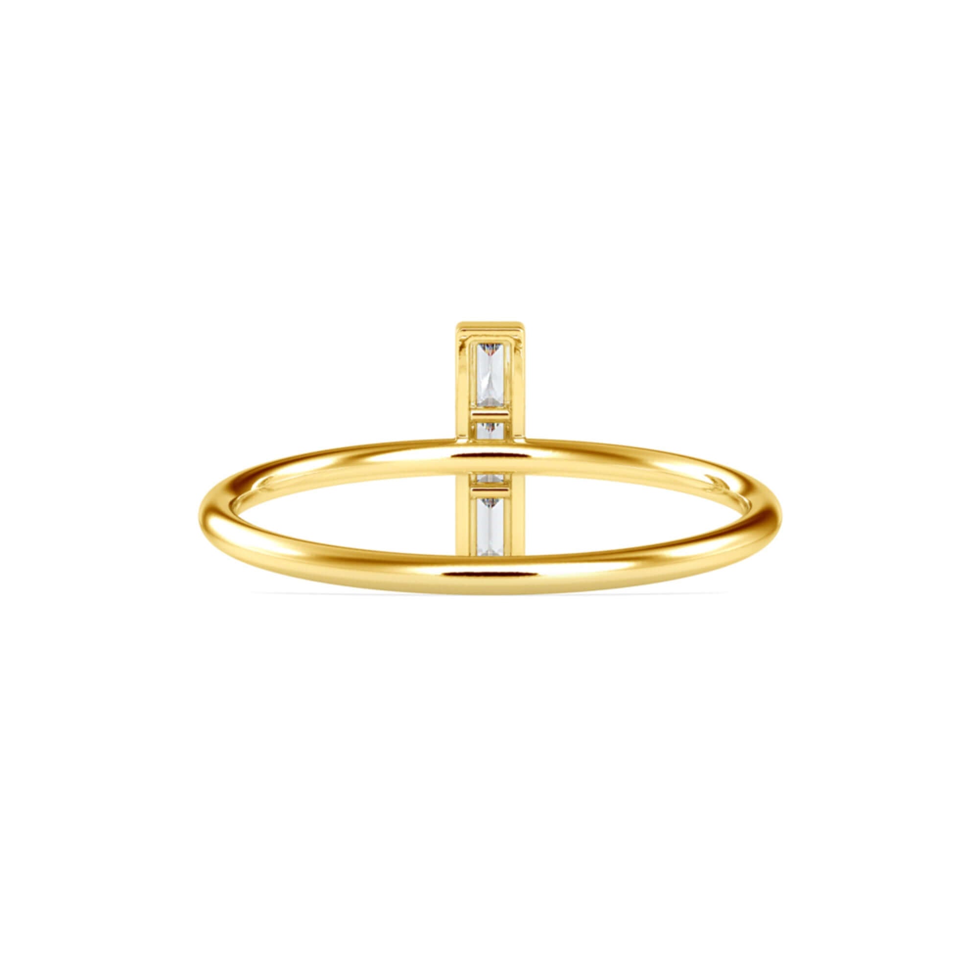 Vertical Baguette Cut Lab-Grown Diamond Stackable Ring in Yellow Gold