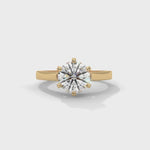 Round Brilliant Cut Lab-Grown Diamond Cathedral Solitaire Engagement Ring in Yellow Gold