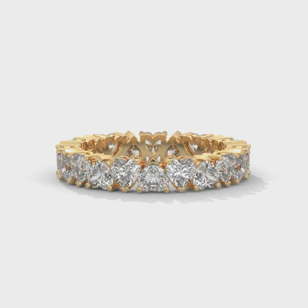 Heart-Shaped Lab-Grown Diamond Alternating Eternity Ring in Yellow Gold