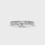 Round Brilliant Cut Lab-Grown Diamond Crossover Solitaire Engagement Ring in White Gold