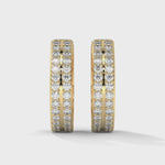Lab-Grown Diamond Pavé Double Row Huggie Hoop Earrings in Yellow Gold