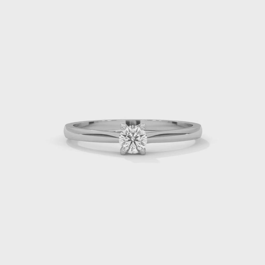 Round Brilliant Cut Lab-Grown Diamond Four-Prong Solitaire Engagement Ring in White Gold