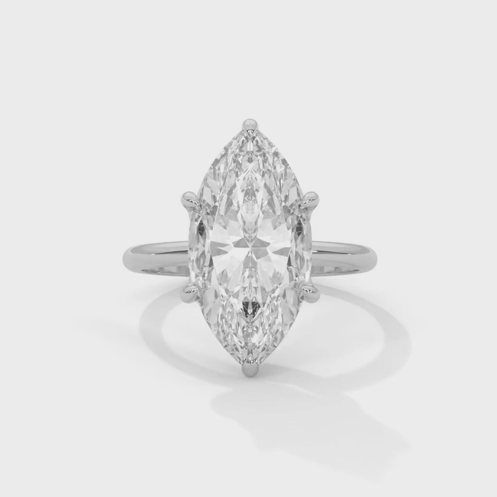 Marquise Cut Lab-Grown Diamond Solitaire Engagement Ring in White Gold