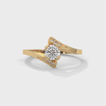 Round Brilliant Cut Lab-Grown Diamond Pavé Bypass Engagement Ring in Yellow Gold