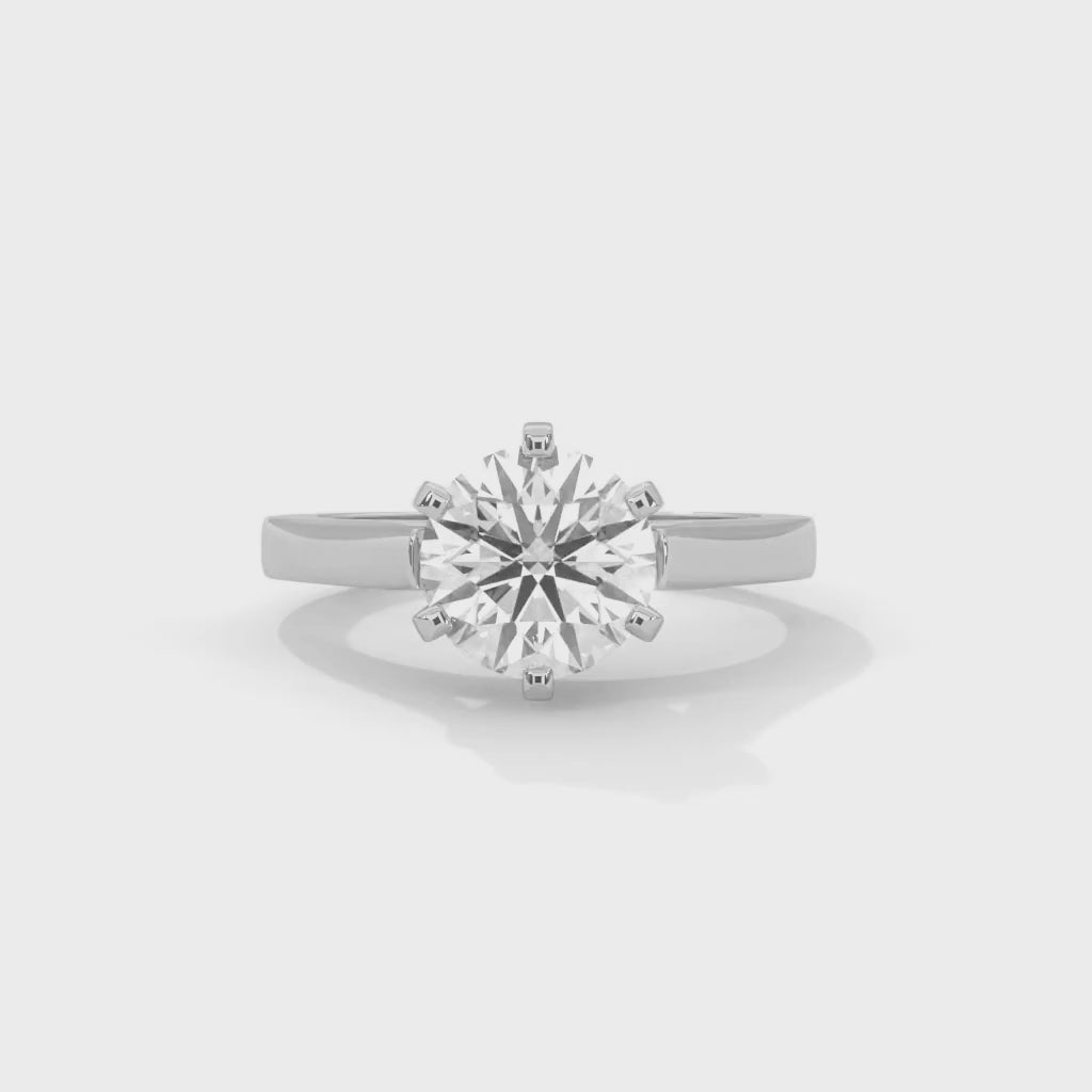 Round Brilliant Cut Lab-Grown Diamond Cathedral Solitaire Engagement Ring in White Gold