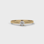 Round Brilliant Cut Lab-Grown Diamond Four-Prong Solitaire Engagement Ring in Yellow Gold