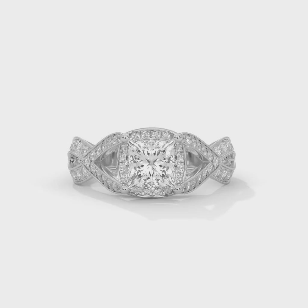 Princess Cut Lab-Grown Diamond Halo Infinity Engagement Ring in White Gold