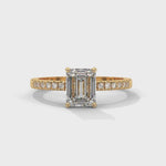 Emerald Cut Lab-Grown Diamond Pavé Engagement Ring in Yellow Gold