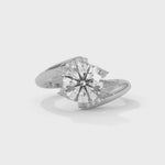 Round Brilliant Cut Lab-Grown Diamond Bypass Engagement Ring in White Gold