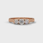 Round Brilliant Cut Lab-Grown Diamond Classic Three-Stone Engagement Ring in Rose Gold
