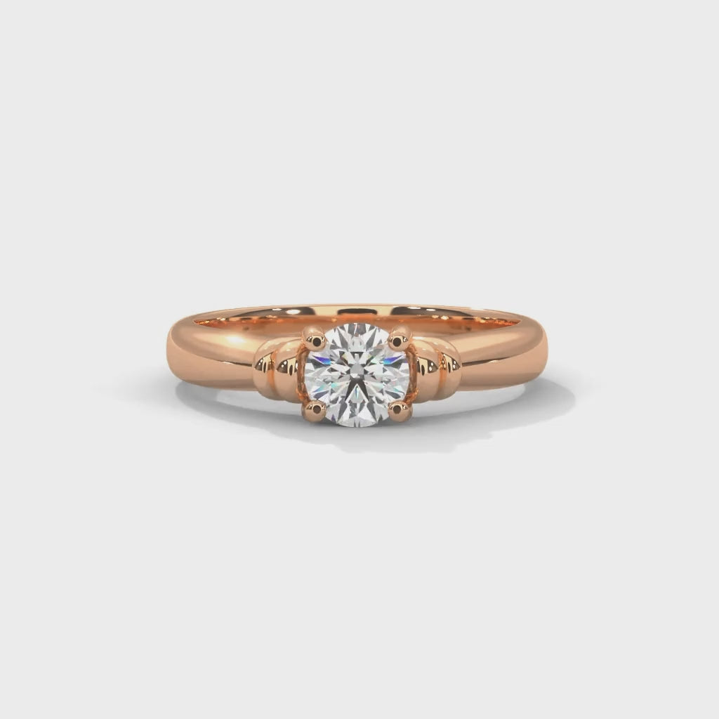 Round Brilliant Cut Lab-Grown Diamond Vintage-Style Solitaire Engagement Ring in Rose Gold