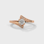 Round Brilliant Cut Lab-Grown Diamond Pavé Bypass Engagement Ring in Rose Gold