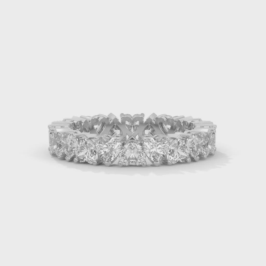 Heart-Shaped Lab-Grown Diamond Alternating Eternity Ring in White Gold