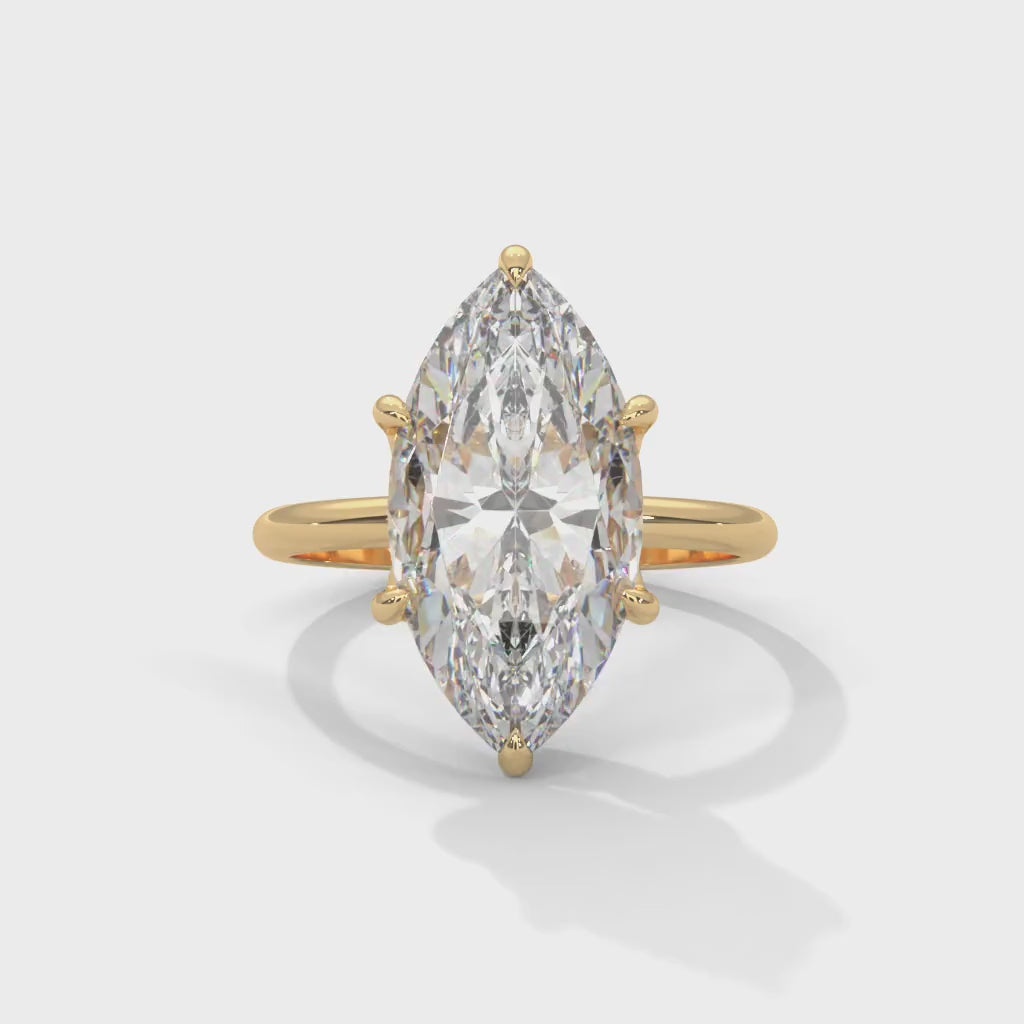 Marquise Cut Lab-Grown Diamond Solitaire Engagement Ring in Yellow Gold
