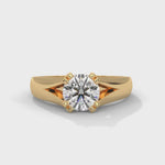 Round Brilliant Cut Lab-Grown Diamond Split Shank Solitaire Engagement Ring in Yellow Gold