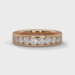 Round Brilliant Cut Lab-Grown Diamond Channel-Set Half-Eternity Ring in Rose Gold