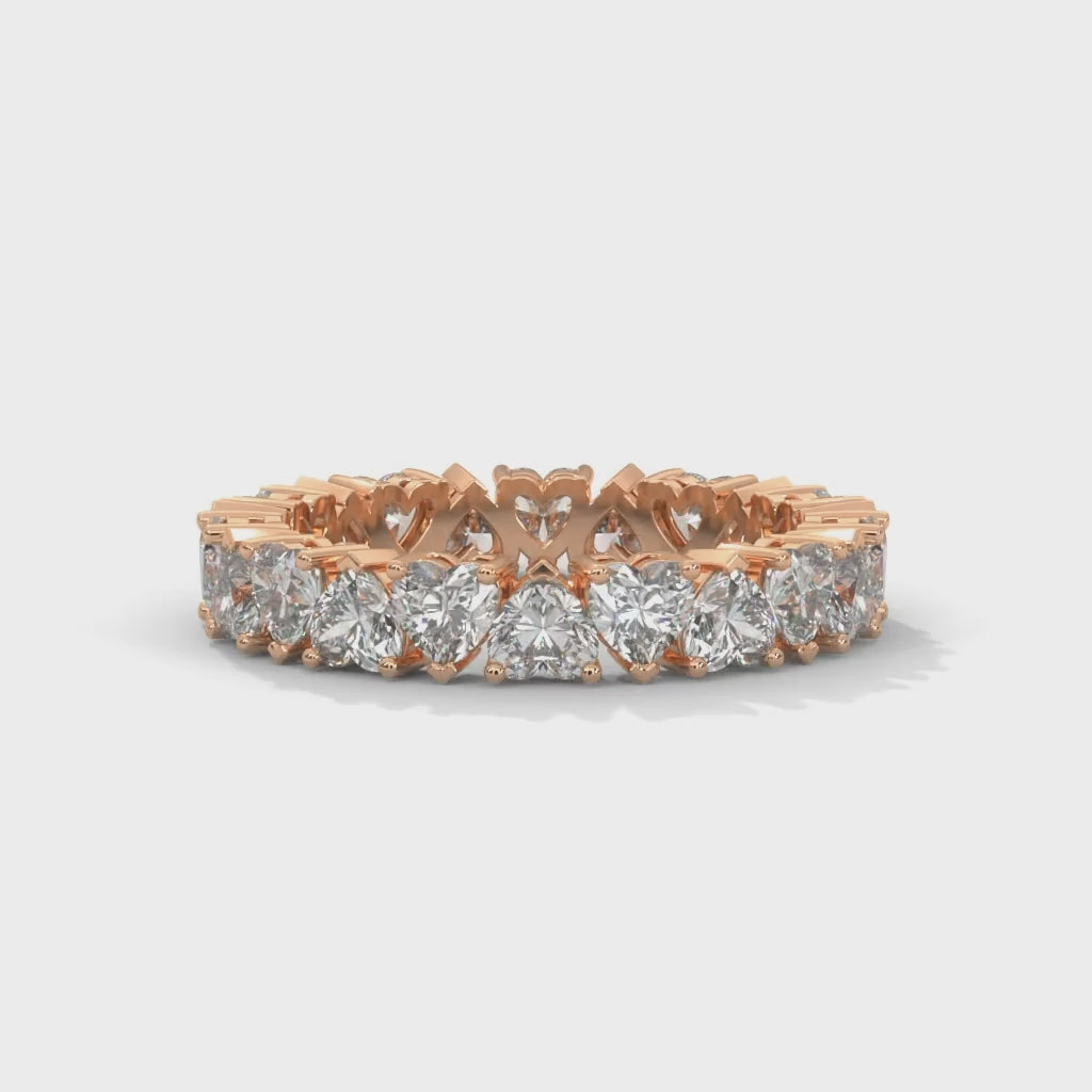 Heart-Shaped Lab-Grown Diamond Alternating Eternity Ring in Rose Gold