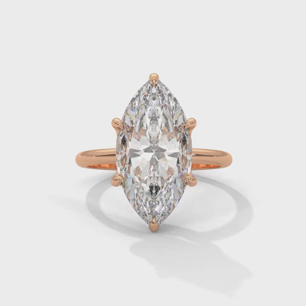 Marquise Cut Lab-Grown Diamond Solitaire Engagement Ring in Rose Gold