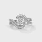 Round Brilliant Cut Lab-Grown Diamond Pavé Swirl Engagement Ring in White Gold