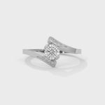 Round Brilliant Cut Lab-Grown Diamond Pavé Bypass Engagement Ring in White Gold