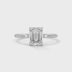 Emerald Cut Lab-Grown Diamond Solitaire Engagement Ring with Side Accents in White Gold