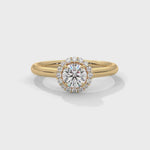 Round Brilliant Cut Lab-Grown Diamond Halo Engagement Ring in Yellow Gold