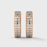 Lab-Grown Diamond Pavé Double Row Huggie Hoop Earrings in Rose Gold