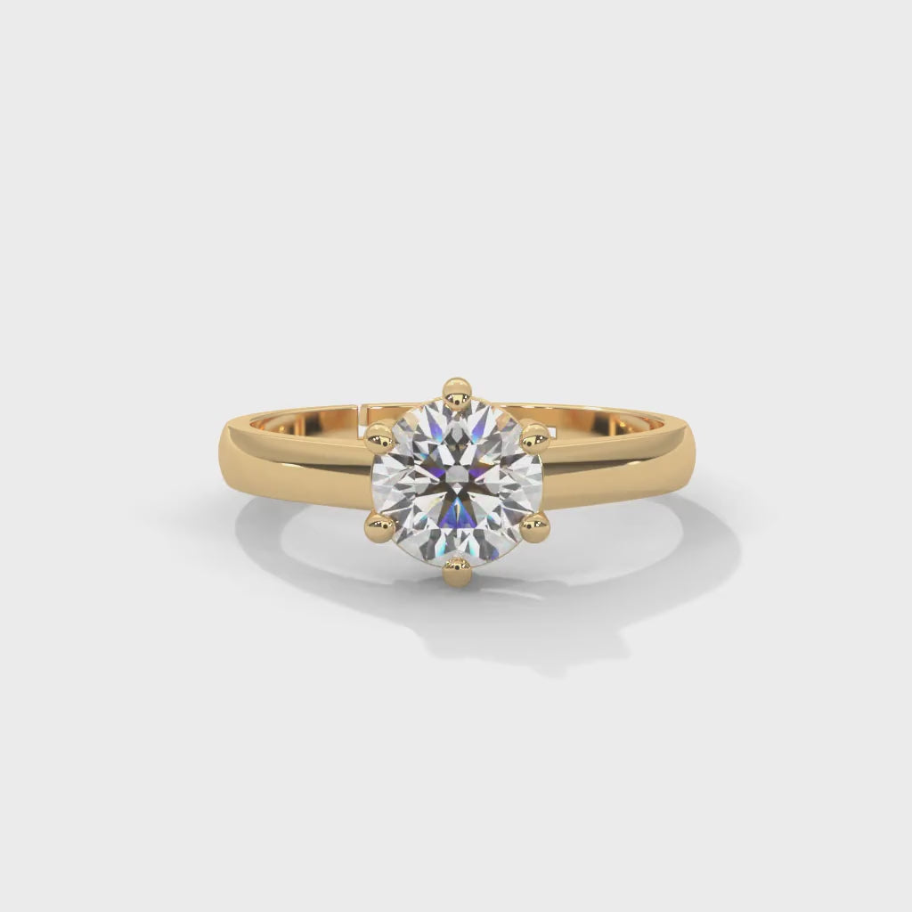 Round Brilliant Cut Lab-Grown Diamond Solitaire Engagement Ring in Yellow Gold