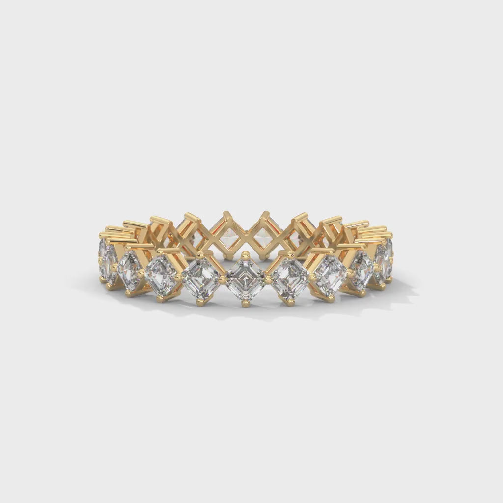 Asscher Cut Lab-Grown Diamond East-West Eternity Ring in Yellow Gold