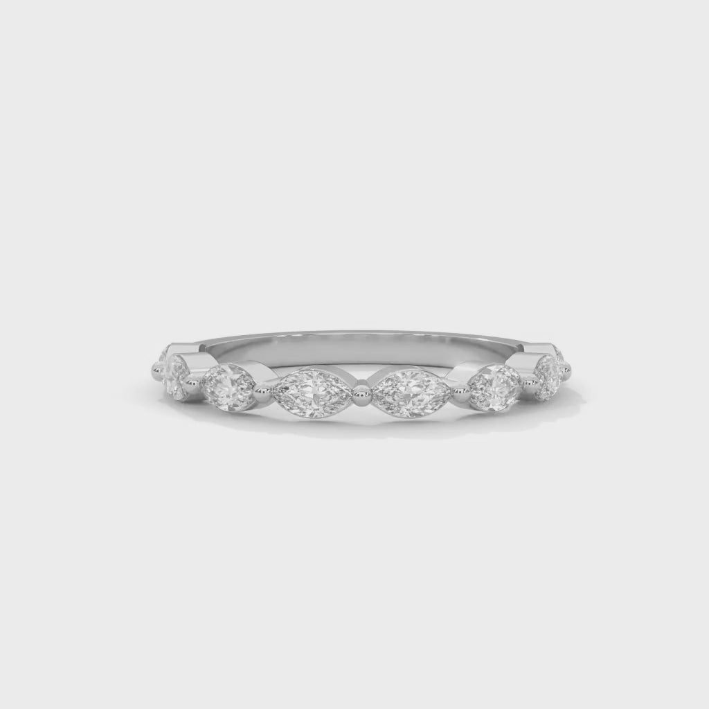 Marquise Cut Lab-Grown Diamond Half-Eternity Ring in White Gold