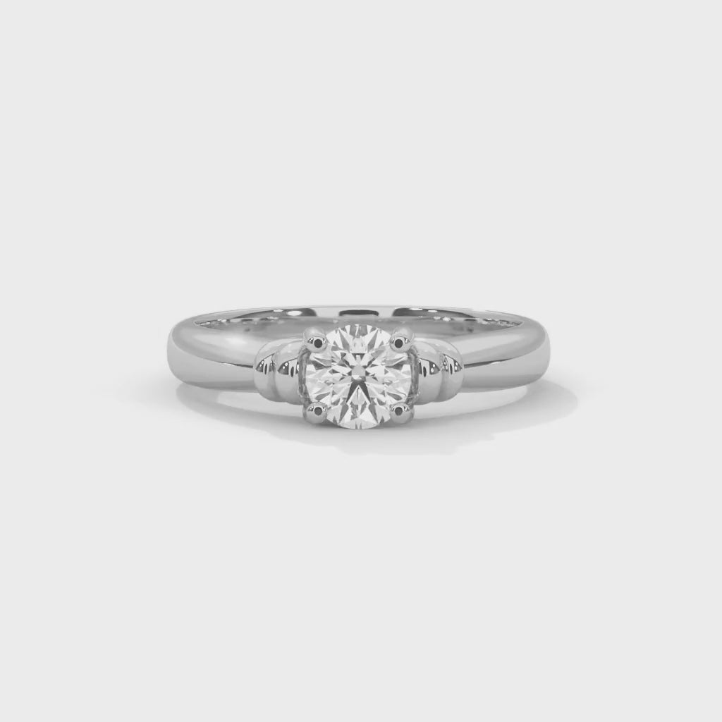 Round Brilliant Cut Lab-Grown Diamond Vintage-Style Solitaire Engagement Ring in White Gold