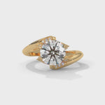 Round Brilliant Cut Lab-Grown Diamond Bypass Engagement Ring in Yellow Gold