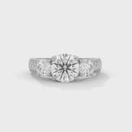 Round Brilliant Cut Lab-Grown Diamond Three-Stone Engagement Ring in White Gold