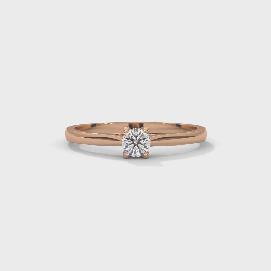 Round Brilliant Cut Lab-Grown Diamond Four-Prong Solitaire Engagement Ring in Rose Gold