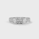 Princess and Round Brilliant Cut Lab-Grown Diamond Three-Stone Engagement Ring in White Gold