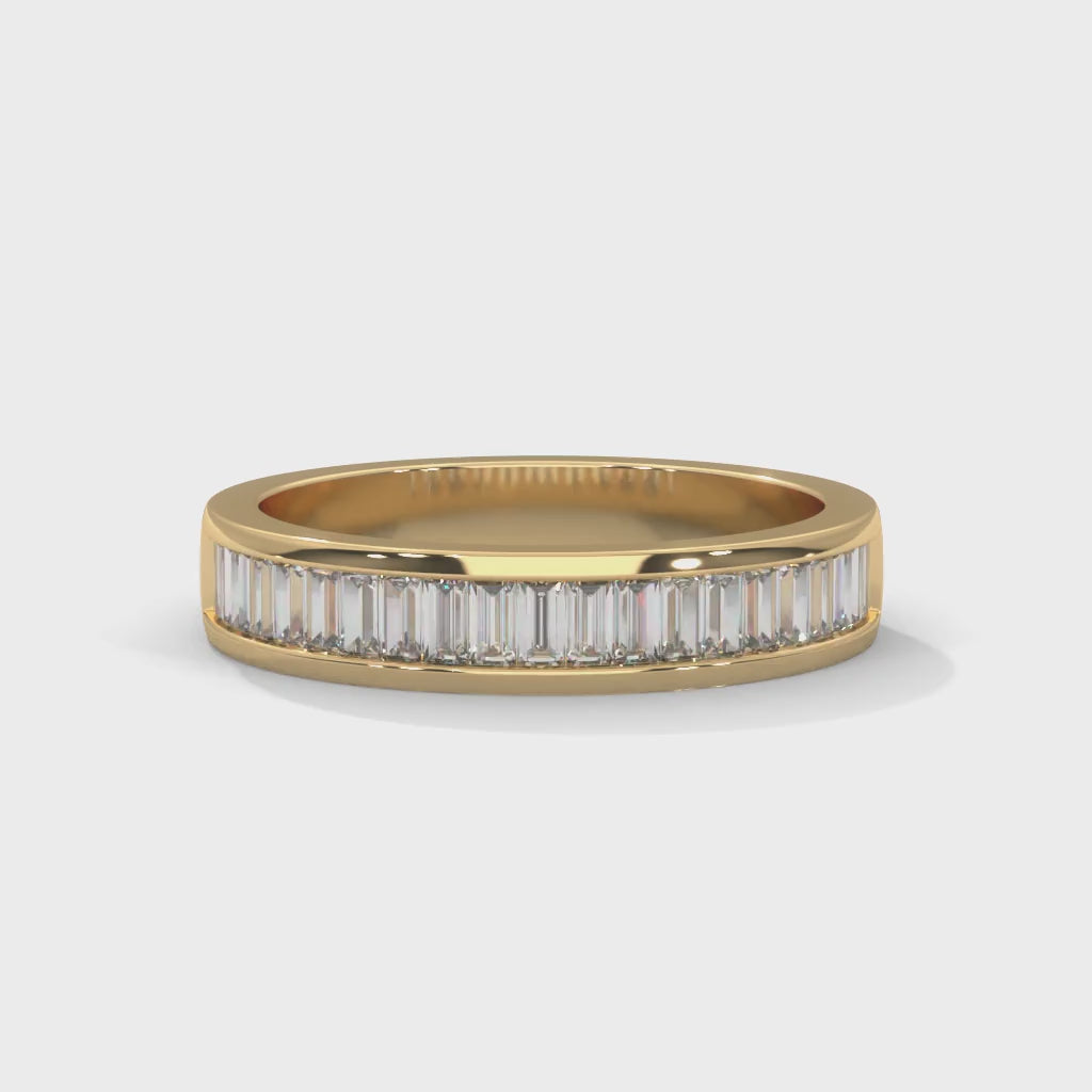 Baguette Cut Lab-Grown Diamond Wedding Ring in Yellow Gold