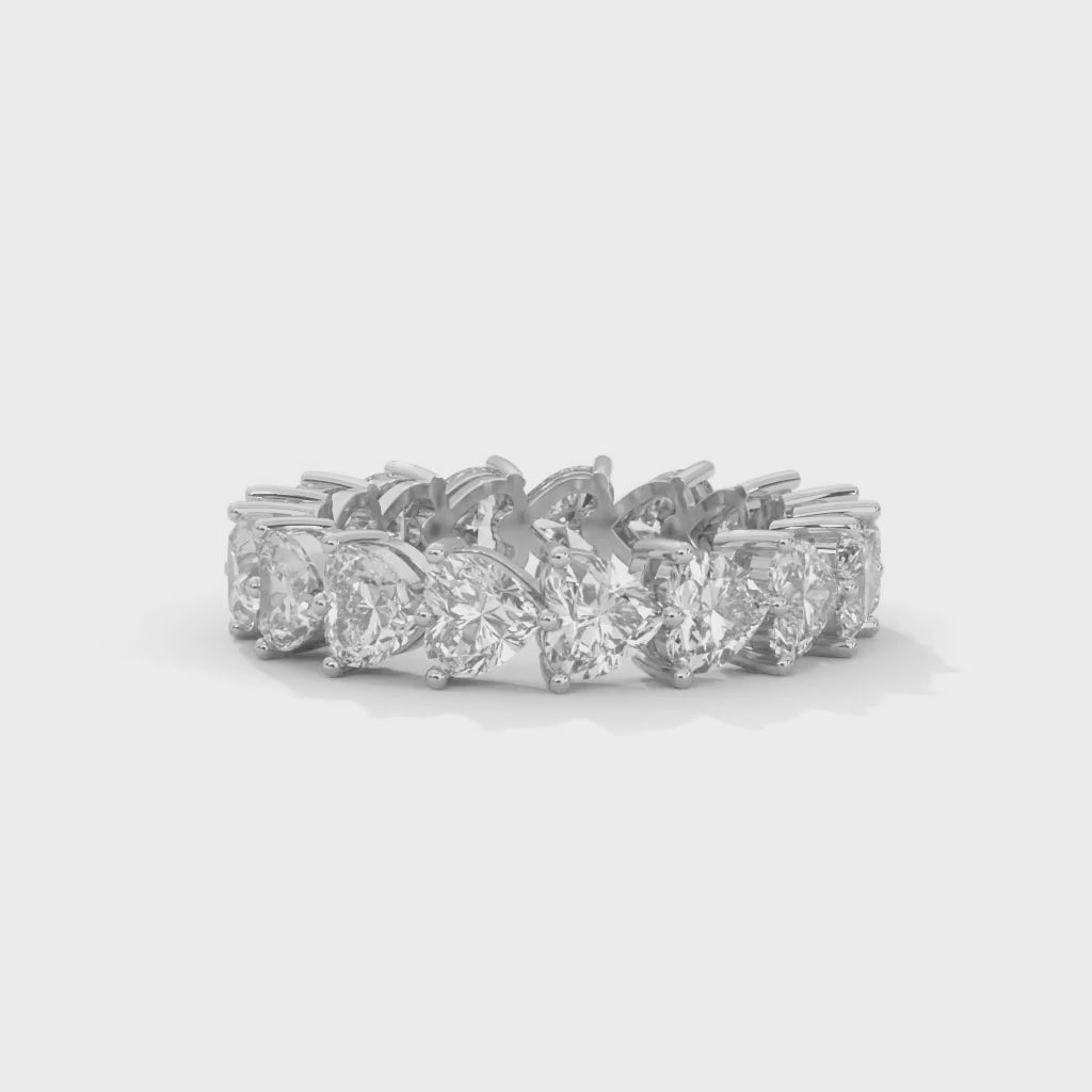 Heart-Shaped Lab-Grown Diamond Eternity Ring in White Gold