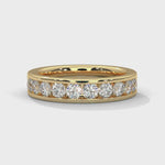 Round Brilliant Cut Lab-Grown Diamond Channel-Set Half-Eternity Ring in Yellow Gold