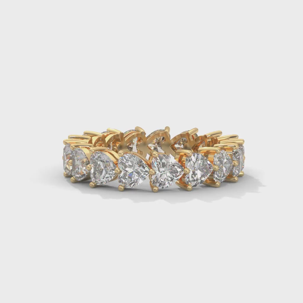 Heart-Shaped Lab-Grown Diamond Eternity Ring in Yellow Gold