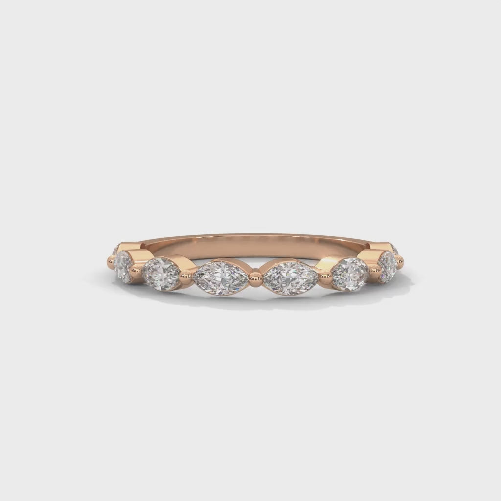 Marquise Cut Lab-Grown Diamond Half-Eternity Ring in Rose Gold