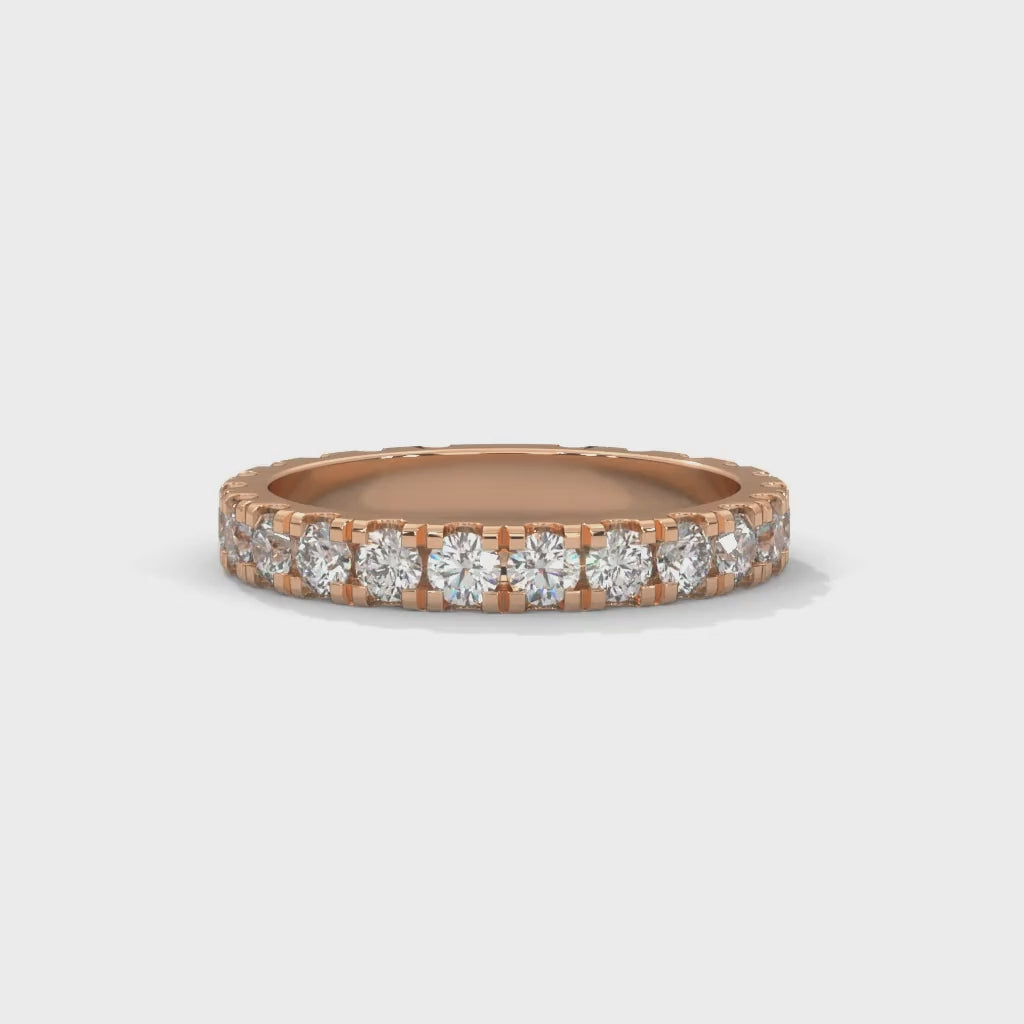 Round Brilliant Cut Lab-Grown Diamond Scallop-Set Eternity Ring in Rose Gold