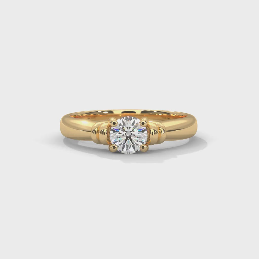 Round Brilliant Cut Lab-Grown Diamond Vintage-Style Solitaire Engagement Ring in Yellow Gold
