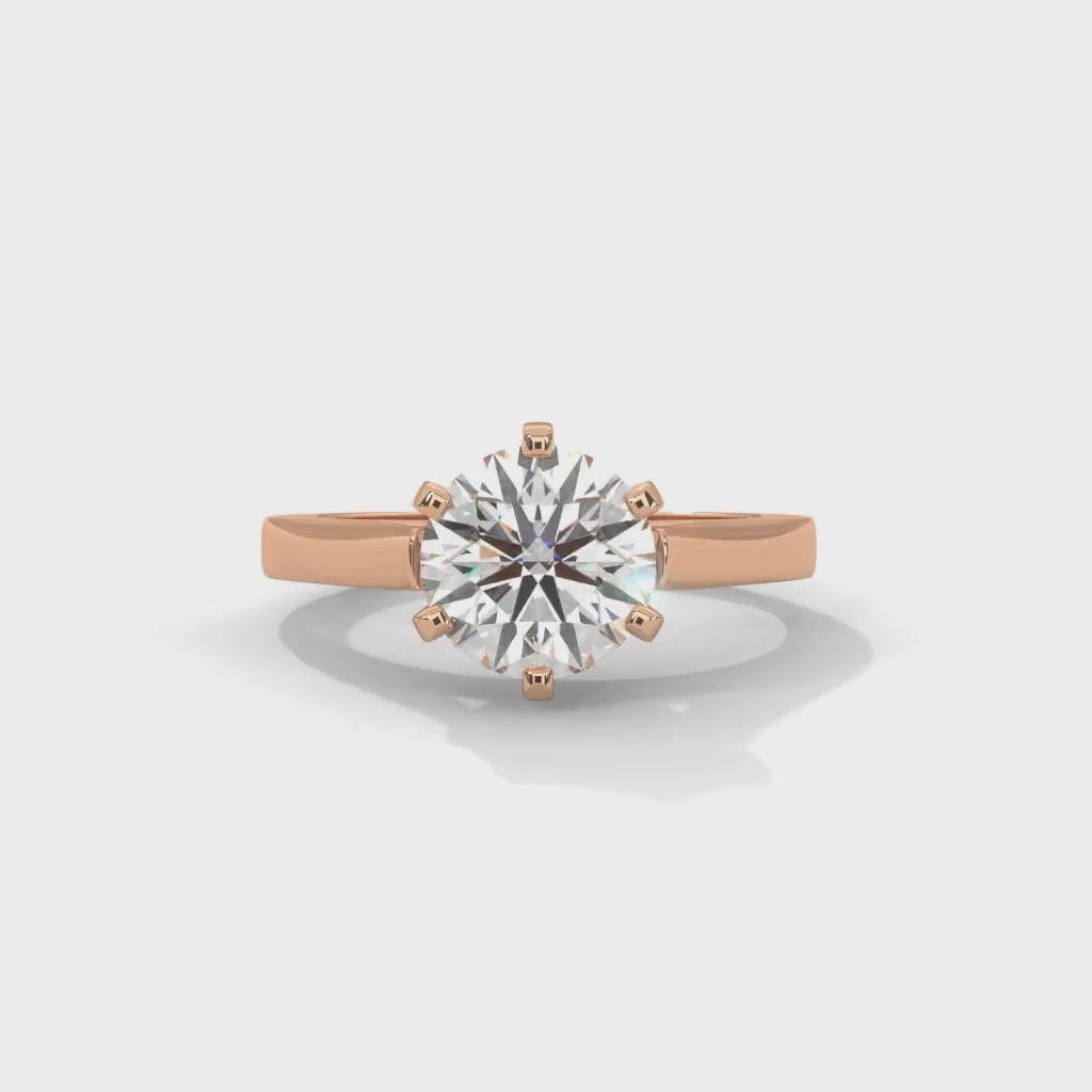 Round Brilliant Cut Lab-Grown Diamond Cathedral Solitaire Engagement Ring in Rose Gold