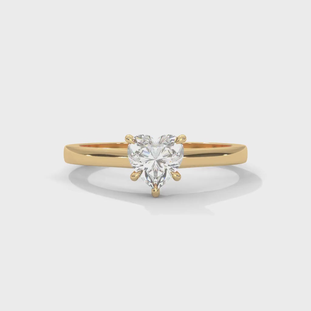 Heart-Shaped Lab-Grown Diamond Solitaire Engagement Ring in Yellow Gold
