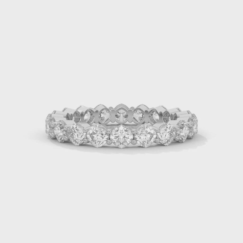 Cushion Cut Lab-Grown Diamond Shared Prong Eternity Ring in White Gold